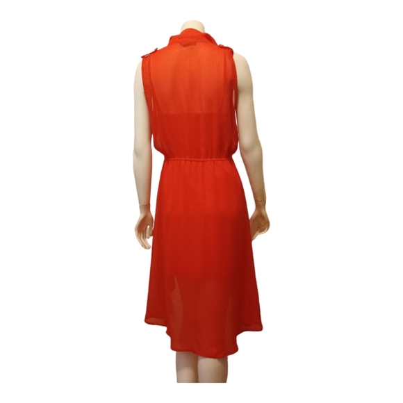 Paper Doll Orange Sleeveless High Low Maxi Dress Size L Button Front - Picture 5 of 11